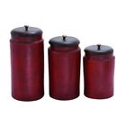 38120 Rusty -frill Tera Cotta Jar Simple Finish Red 3 Benzara Set