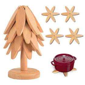 Ruthcrafted 762949391617 Wooden Trivets For Hot Dishes Trivet Tree Set With Leaves Desig