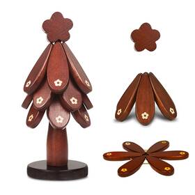Hm00710-0 Rymilie Wooden Trivets For Hot Dishes Tree Shape Trivet Set 3 1 Stand