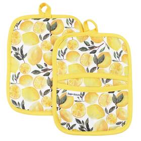 Sage Stitch 600019296078 Heat Resistant Designer Pot Holders With Hand Pockets And Hanging Loops Set