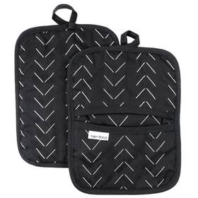 Sage Stitch 600019296450 Heat Resistant Designer Pot Holders With Hand Pockets And Hanging Loops Set