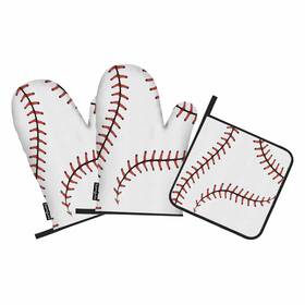 Samgula 772168726299 Baseball Stitches Oven Mitts And Pot Holders Sets Softball Laces Design Heat Res
