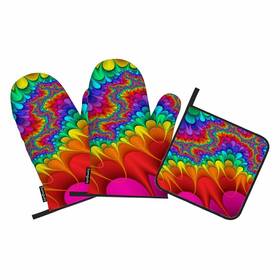 Samgula 772168726473 Abstract Rainbow Oven Mitts And Pot Holders Sets Tie Dye Colorful Art Heat Re