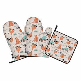Samgula-ovenmittsa131 Samgula 772168726572 Funny Sloths Oven Mitts And Pot Holders Sets Lovely Animal Take Your Time Hea