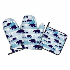 Samgula 772168726909 Polar Bear Oven Mitts And Pot Holders Sets Winter Parent-trip 3pcs Fo