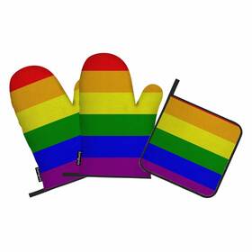 Samgula-ovenmittsa170 Samgula 772168727173 Rainbow Stripes Oven Mitts And Pot Holders Sets Colorful Gay Pride Flag Heat