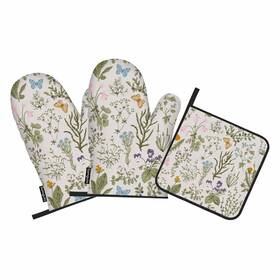 Samgula 772168727623 Floral Plant Oven Mitts And Pot Holders Sets Wild Flowers Herbs Heat Resistan