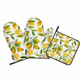 Samgula-ovenmittsa249 Samgula 772168728392 Yellow Lemon Oven Mitts And Pot Holders Sets Summer Fruit Leaves Nature Floral H