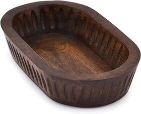 Kc605 Samhita Mango Wood Decorative Bowls For Home D Cor Long Wooden