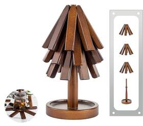 Grd01001 Sansnow Wooden Tree Shape Trivet Set Bamboo With Organizer Rack Coaster H