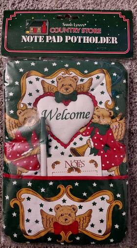 Sarah Lynns Country Store 029441176143 Vintage Bear Angels Welcome Note Pad Potholder Set -