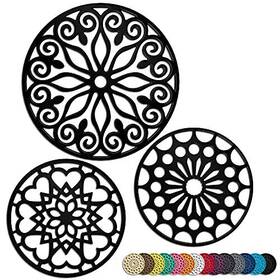 Seggaone 093674999633 3 Set Silicone Trivet Mats With 1 Extra Large Included Intricately Carved I