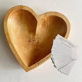 Qdw01 Sereficy Prayer Bowl With Cards Heart Wooden Christian Gifts Wood
