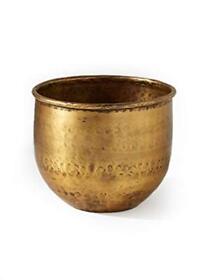Serene Spaces Living Medium Antiqued Brass Vase Simple Design With Curved