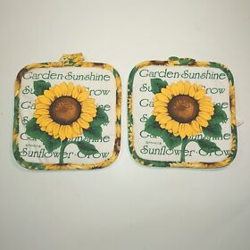 Set Of 2 Franco Kitchen Designers Sunflower Pot Holders Hot Pads 7inch X New