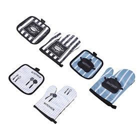 Bd6009892 Set Of 3 Ladle Pot Pan Pattern 100% Polyester Kitchen Gloves Insulation Pads