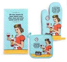 Seymour Butz 737787015582 Funny Oven Mitt Potholder And Tea Towel Set - Perfect Housewarming Gift