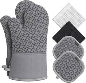 Shawntoo 445034981971 Oven Mitts And Pot Holders Set 6pcs High Heat Resistant Extra Long