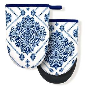 Kxstjslbvfwp-643682766 Shbyygr Vintage Navy Blue Floral Boho White Mini Silicone Oven Mitts Heat Slip Resis