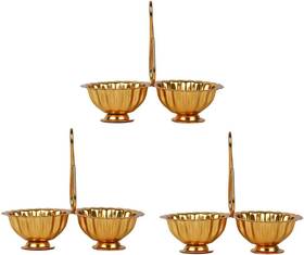 Skefg-00106 Shubhkart Haldi Kumkum Holder/stand Set For Puja Home Gold Pack Of 3