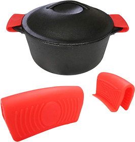 Silicone Hot Handle Holder 2-pack For Cast Iron Woks Pots Dutch Ovens Small