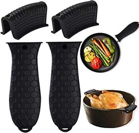 Silicone Hot Handle Holders Cover 4 Pack Cast Iron Skillet Pot Hand