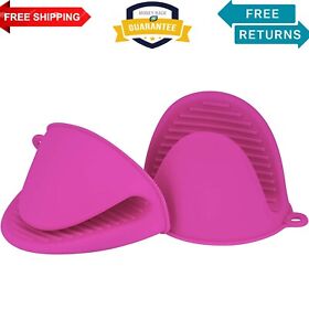765878556 Silicone Oven Mitts Pot Holders Sets For Kitchen Heat Resistant Small Rose Red