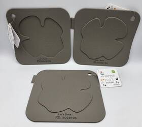 Siliconezone 897021409112 Silicone Pot Holder Trivet My Animals Rhinoceros Print - Gray Lot Of 3 New