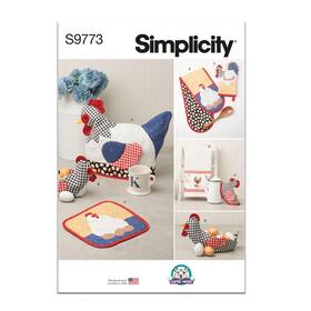 Ss9773os Simplicity Farmhouse Chicken Sewing Pattern Tea Cozy Oven Mitt Pot Holder Trivet Set