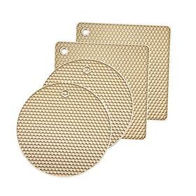 Sincerity 721678936438 4 Pieces Silicone Trivet Mats Pot Holders Kitchen Tools Heat Resistant Beige