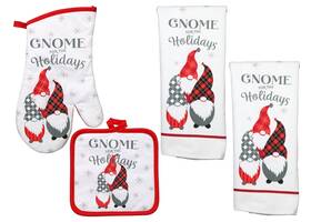 Sister Novelties 068651587535 Christmas Gnome Pot Holders With Oven Mitt And Kitchen Towels Sets