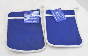 Mr-1024 Skilcraft Kitchen Gourmet Cotton Deluxe Pot Holder With Pocket Blue 2 Pack