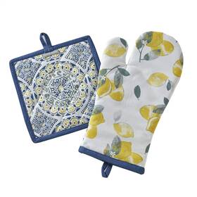 X0593910815002 Skl Home Lemon Medallion Oven Mit And Pot Holder Set