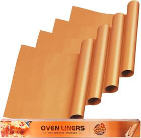 Skybd 313035246207 4 Pack Large Copper Oven Liners For Bottom Of Bpa And Pfoa Free 16x24 Inch