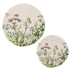Sletend 730573283144 Trivets For Hot Dishes Herb Plant Pure Eco Cotton Pot Holders Set 2 P