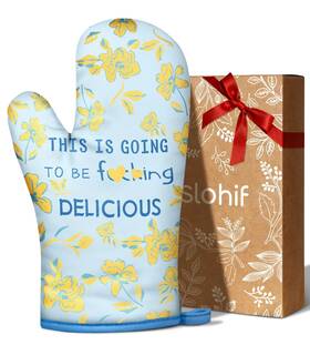 Grst1026-06 Slohif Funny Oven Mitt Heat Resistant For Women - 1 Pack Blue Cute