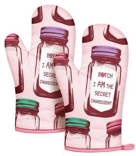 Grst1027-01 Slohif Funny Oven Mitt Heat Resistant For Women - 2 Pack Pink Cute