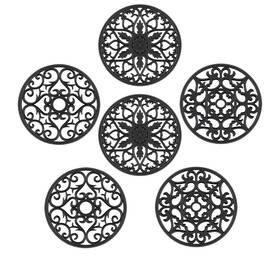 Smartake 840115902277 6 Set Silicone Trivet Mats Multi-use Intricately Carved Coasters I