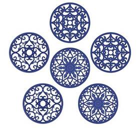 Smartake 840115902291 6 Set Silicone Trivet Mats Multi-use Carved Mat Insulated Non-slip D