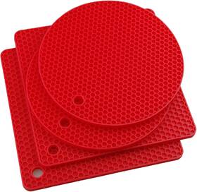 Ycry060 Smithcraft Silicone Trivets For Pots And Pans Red Hot Pad E Round Square-red