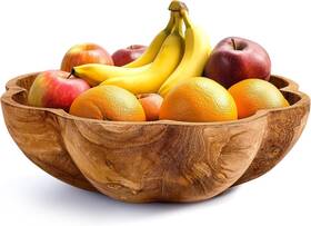Rt30 Spaceneat Wooden Fruit Bowl For Kitchen Counter - 11.8 Inch X 3.2 Large Brown