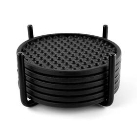 Spectrum Diversified 010591081906 Sified Finley Container With 6 Coaster Holder Matte Black