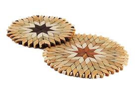 Spl Woodcraft 753068826975 Set Of 2 Large Handmade Wooden Trivets For Hot Dishes - Diameter 9 Inch And 7 B