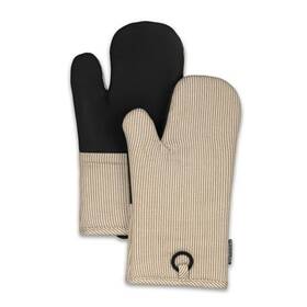 2pbeifrd Splash Home Layla Cotton And Neoprene Oven Mitts Heat Resistant Anti-slip 13 Inch X7 Beige