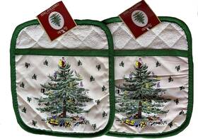 Spode 313057855890 Christmas Tree Oven Mitt And Pot Holder 2-piece Bundle