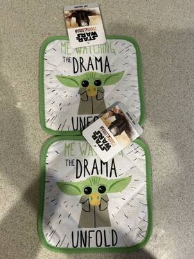 Star Wars 400818684384 Mandalorian Set Of 2 Pot Holders Kitchen Grogu Baby Yoda Green