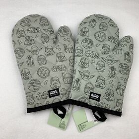 Hl9179238 Star Wars Oven Mitt Set Of 2 Gray Black Yoda R2d2 Potholders Cp30 Brand New