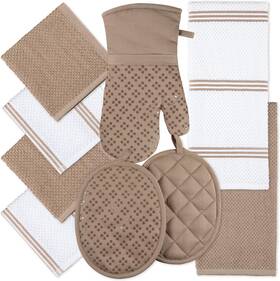 Sticky Toffee 445017997951 Kitchen Towels Dishcloths Oven Mitts And Pot Holders Set Of 9 Oeko-tex 100% Cot