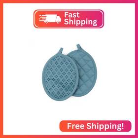 Vc-a3-39254 Sticky Toffee Silicone Pot Holders Set Of 2 Blue Heat Resistant To 500 F Non