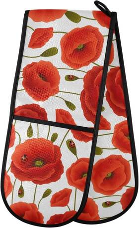 G60237146p510c545s1097 Suabo Double Oven Mitts For Handling Hot Pots 35 Inch X7 One Size Poppy Flowers